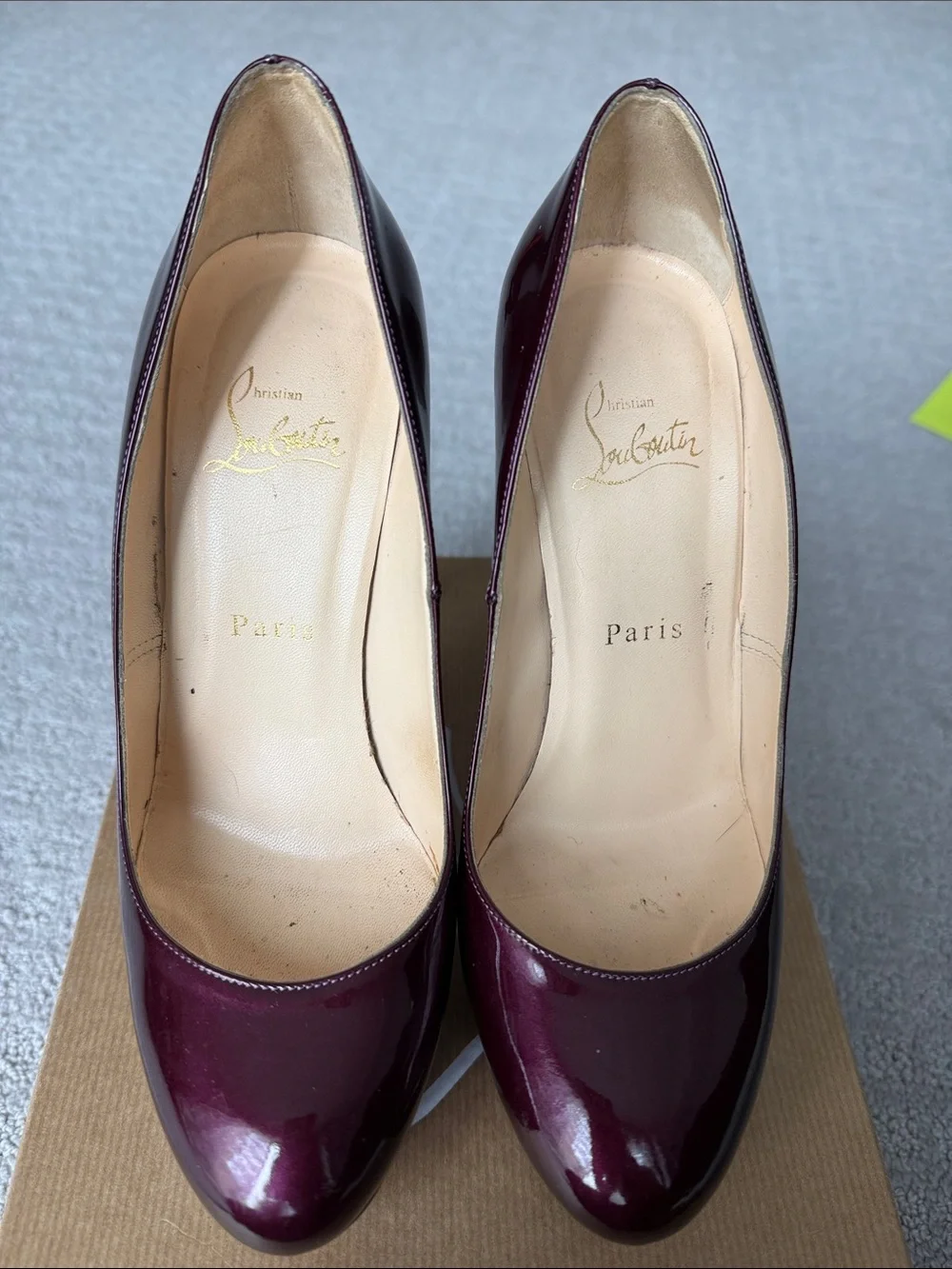 Christian Louboutin Burgundy Patent Platform Stiletto Pumps